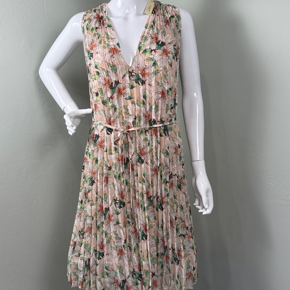 🌸 Max Studio London /Pleated Floral Midi Dress /Size Medium /NWT
